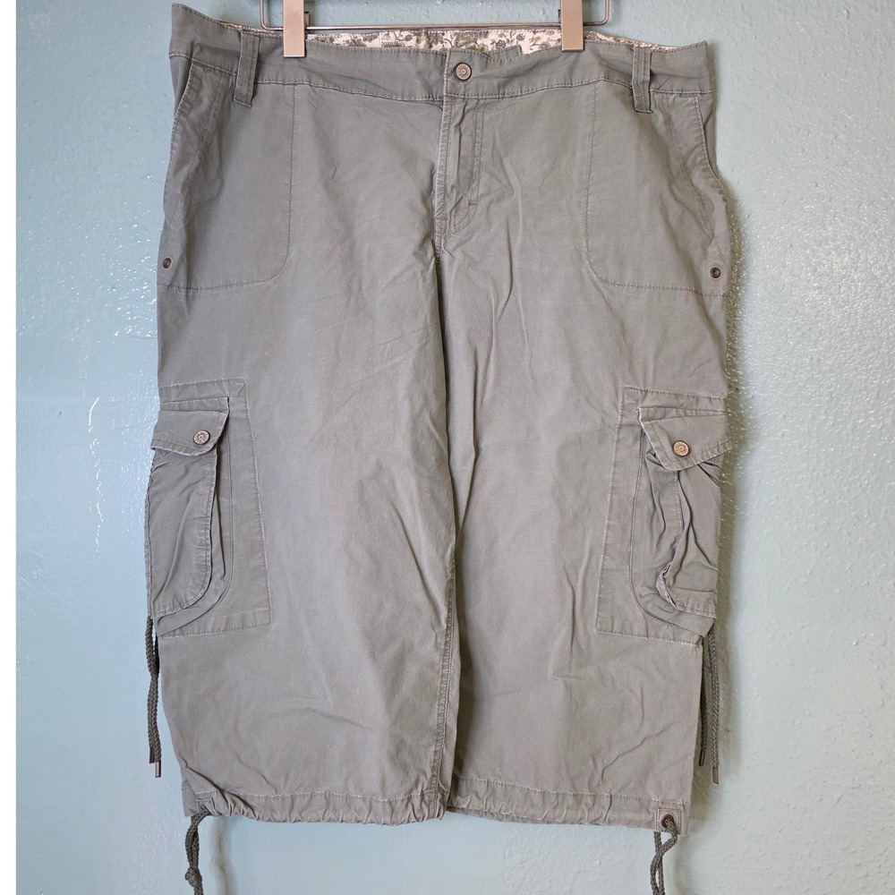 Gitano Cargo Capri Pants Olive Green Utility Multi-Pocket 18W W40 L18 R10